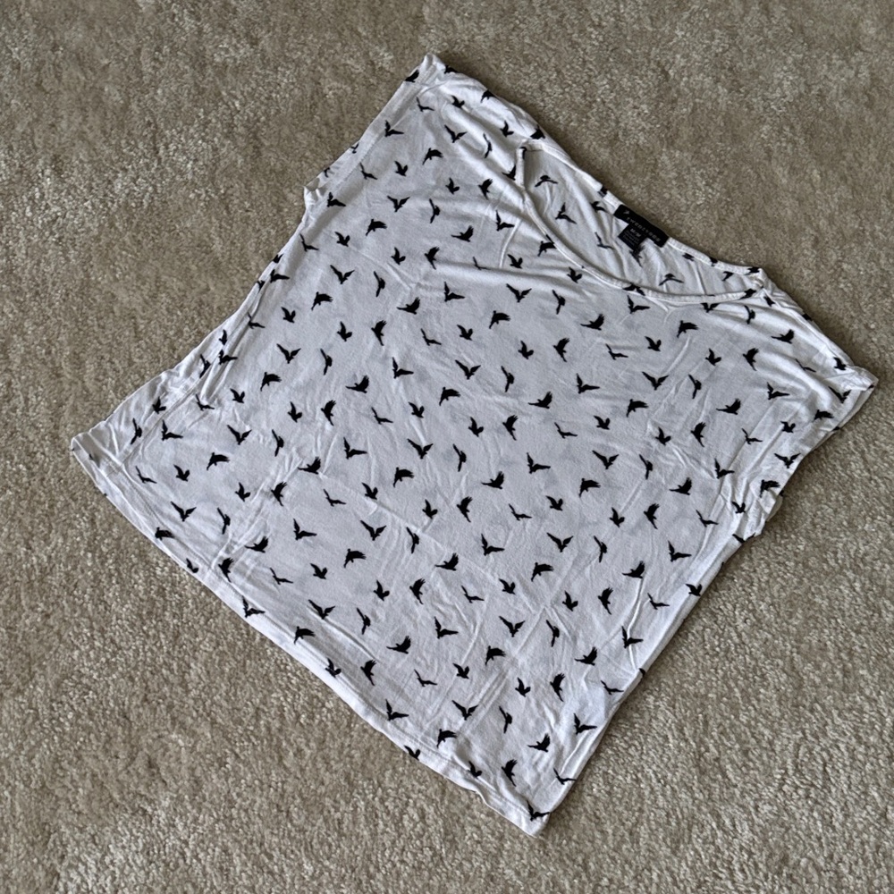 Forever 21 White Tee with Black Bird Design
